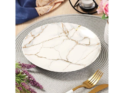 Изображение товара Тарелка десертная керамика круглая 20см Daniks Белый мрамор (6шт/уп) в Миди Лтд