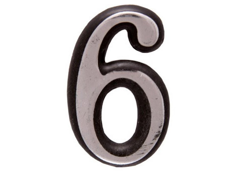 Цифра дверная "6" пластик хром Аллюр (20шт/уп) - фото в Миди Лтд Изображение товара Цифра дверная "6" пластик хром Аллюр (20шт/уп) в Миди Лтд