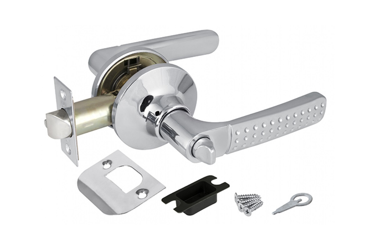 Замок ручка Хром с фиксатором 6026 СР-В - фото в Миди Лтд Изображение товара Замок ручка Хром с фиксатором 6026 СР-В в Миди Лтд