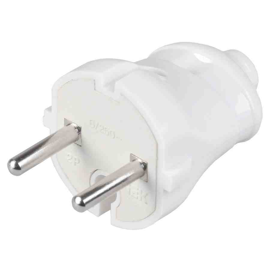 Вилка разборная прямая без з/к 6А белая - фото в Миди Лтд Изображение товара Вилка разборная прямая без з/к 6А белая в Миди Лтд