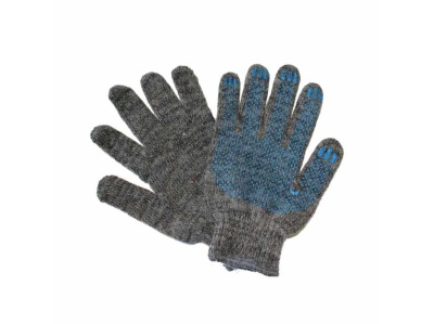 Изображение товара Перчатки х/б Утепленные ЗИМА XXL с ПВХ Точка Серые ЛЮКС (5шт/уп)(150шт/меш) в Миди Лтд