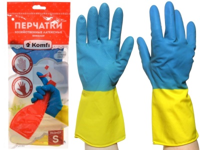 Перчатки латексные хозяйственные размер S БИКОЛОР цвет в асс. - фото в Миди Лтд Изображение товара Перчатки латексные хозяйственные размер S БИКОЛОР цвет в асс. в Миди Лтд