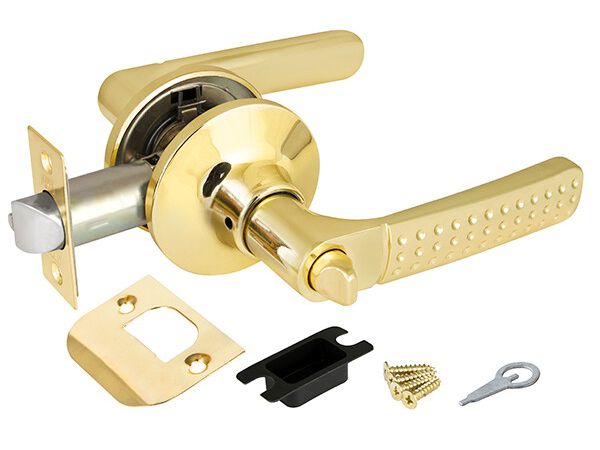 Замок ручка Золото с фиксатором 6026 РВ-В - фото в Миди Лтд Изображение товара Замок ручка Золото с фиксатором 6026 РВ-В в Миди Лтд