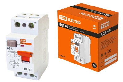 УЗО ВД1-63 2Р 63А 100мА TDM - фото в Миди Лтд Изображение товара УЗО ВД1-63 2Р 63А 100мА TDM в Миди Лтд