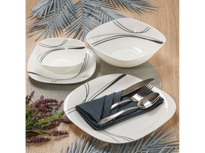 Изображение товара Сервиз столовый стеклокерамика 15предметов 4 перс белый (тарелка обеденная 4шт, десертная 6шт) Х в Миди Лтд