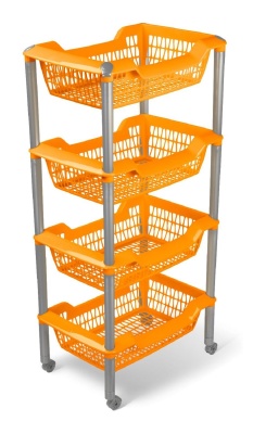 Этажерка универсальная ДЖЕТТА на колесиках 4 корзины оранжевая (4шт/уп) - фото в Миди Лтд Изображение товара Этажерка универсальная ДЖЕТТА на колесиках 4 корзины оранжевая (4шт/уп) в Миди Лтд