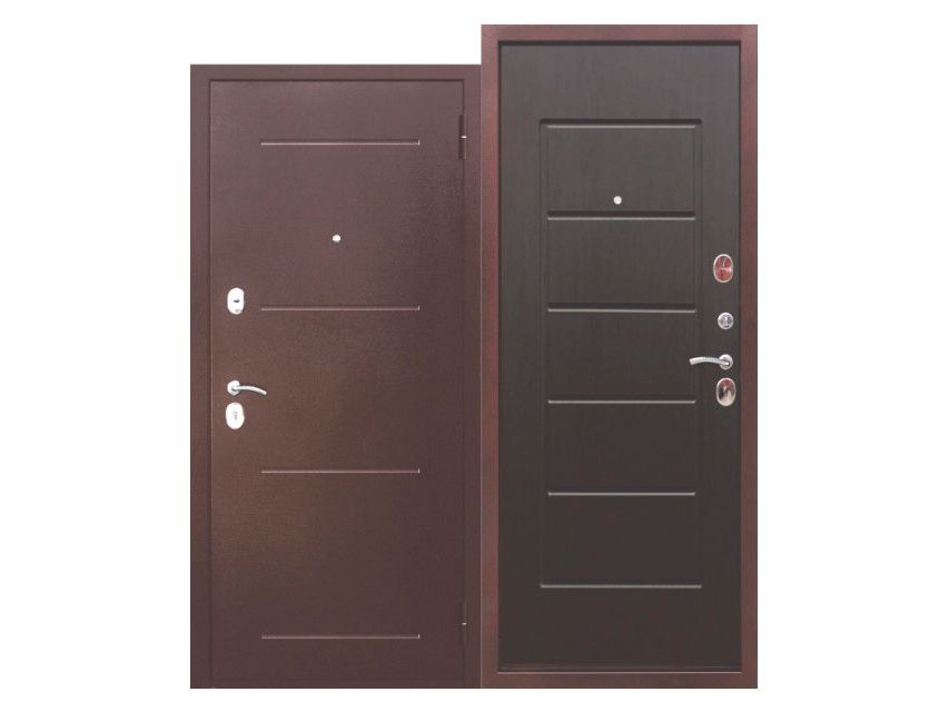 Изображение товара Дверь металлическая 960 левая Гарда медный антик Венге (ручка, основной замок, доп. замок) в Миди Лтд