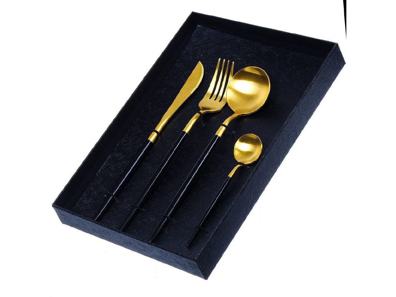 Набор столовых приборов нерж сталь Daniks 4 предмета (нож 1 шт, вилка 1 шт, ложка столовая 1 шт,  - фото в Миди Лтд Изображение товара Набор столовых приборов нерж сталь Daniks 4 предмета (нож 1 шт, вилка 1 шт, ложка столовая 1 шт,  в Миди Лтд