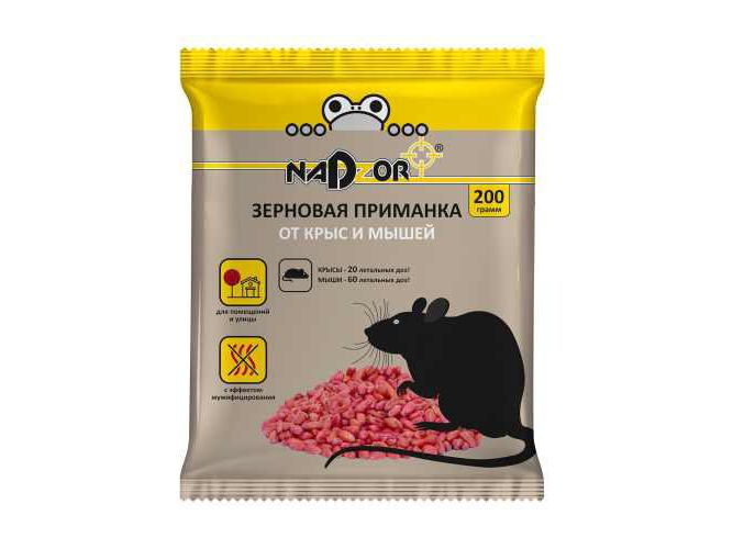 Изображение товара Приманка зерновая NADZOR от крыс и мышей 200г (30шт/уп) в Миди Лтд