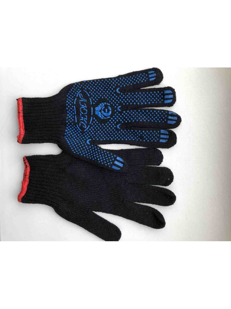 Перчатки х/б 7 нитей 7,5 кл. ПВХ Точка Черные (10шт/уп) (200шт/меш) - фото в Миди Лтд Изображение товара Перчатки х/б 7 нитей 7,5 кл. ПВХ Точка Черные (10шт/уп) (200шт/меш) в Миди Лтд