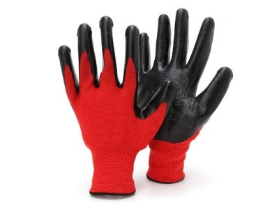 Перчатки нейлоновые Красные с черным латексным покрытием (уп-12шт) - фото в Миди Лтд Изображение товара Перчатки нейлоновые Красные с черным латексным покрытием (уп-12шт) в Миди Лтд