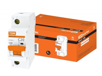 Изображение товара Автоматический выключатель ВА47-100 1Р 20А 10кА х-ка С TDM в Миди Лтд