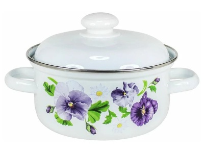 Изображение товара Кастрюля эмаль белая 1,5л Анютины глазки С-1508АП2/4 (4шт/уп) Х в Миди Лтд