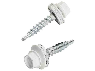 Изображение товара Саморез кровельный мет-мет, белый 5,5/19 RAL 9003 (160шт/уп)  Х в Миди Лтд