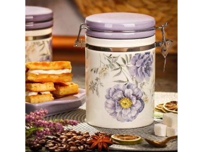 Банка для сыпучих продуктов доломит 0,55л с крышкой Daniks Флорина (36шт/уп) - фото в Миди Лтд Изображение товара Банка для сыпучих продуктов доломит 0,55л с крышкой Daniks Флорина (36шт/уп) в Миди Лтд