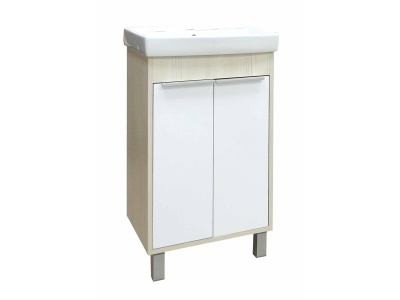 Изображение товара Тумба для ванной "Рокко" 50 белая с умывальником Como/Енисей 50 (ольха) Х в Миди Лтд