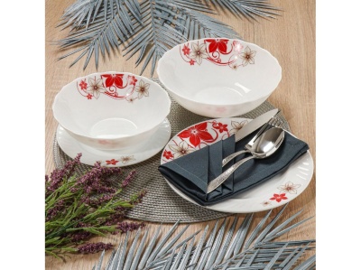 Изображение товара Сервиз столовый стеклокерамика 19предметов 6 перс белый (тарелка обеденная 6шт,  341396 в Миди Лтд