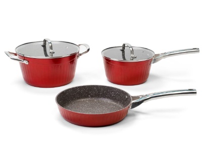 Изображение товара АКЦИЯ Набор посуды GALAXY GL 9515 Красный 5 предметов Кастрюля 4,6л с крышкой Ковш 2,7л с крышкой  в Миди Лтд