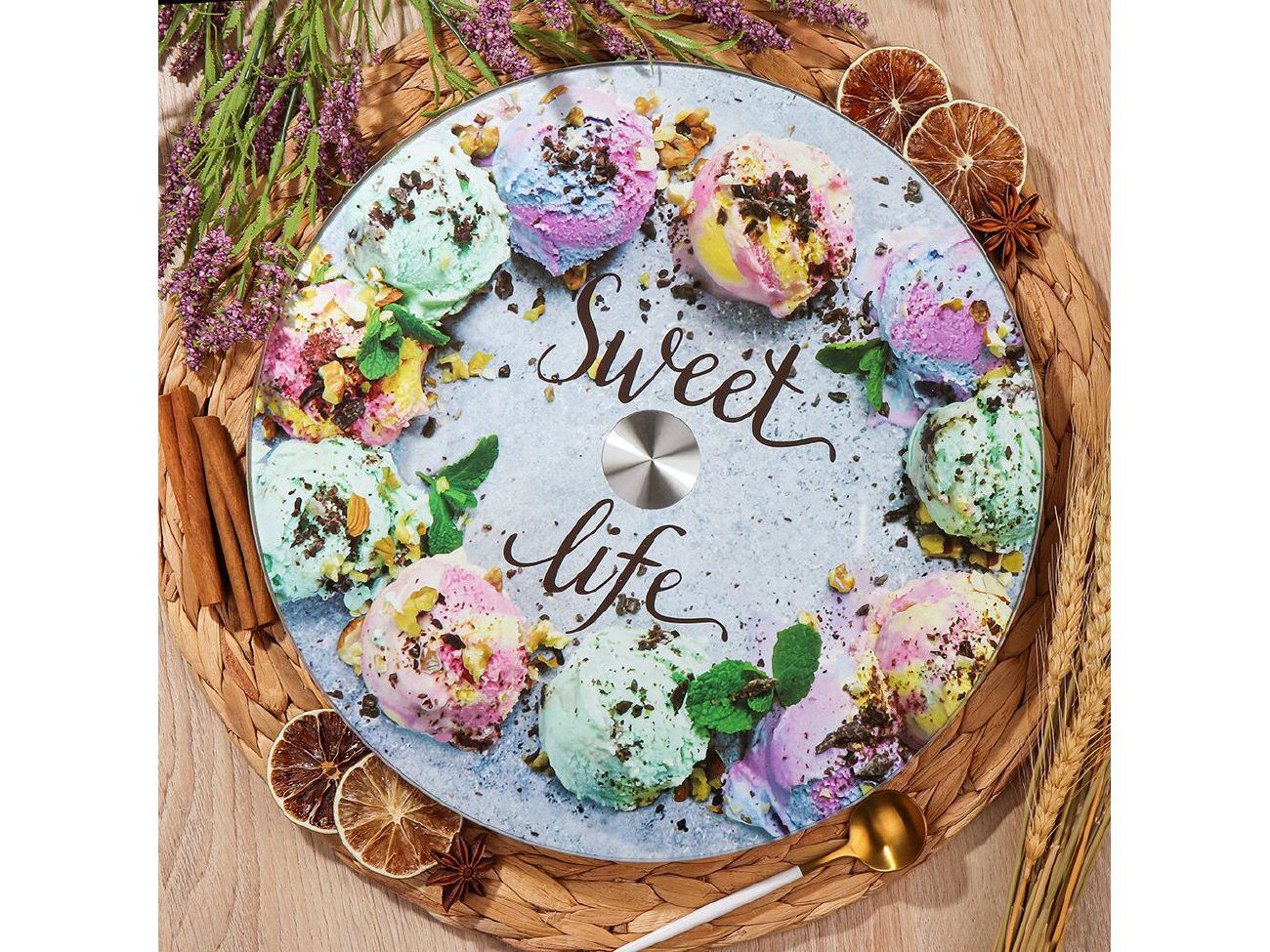 Изображение товара Блюдо для сервировки стекло круглое вращающееся 30см Daniks Sweet life (12шт/уп) в Миди Лтд