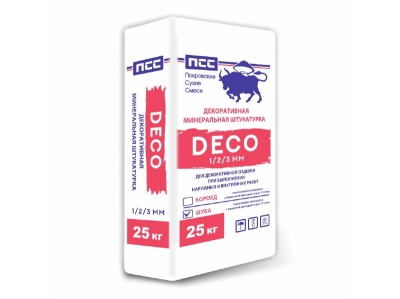 Штукатурка декоративная ПСС Деко-Ш Шуба 2мм 25 кг  (48шт/пал) - фото в Миди Лтд Изображение товара Штукатурка декоративная ПСС Деко-Ш Шуба 2мм 25 кг  (48шт/пал) в Миди Лтд