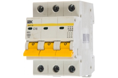Автоматический выключатель ВА47-29 3Р 16А 4,5кА х-ка С ИЭК - фото в Миди Лтд Изображение товара Автоматический выключатель ВА47-29 3Р 16А 4,5кА х-ка С ИЭК в Миди Лтд