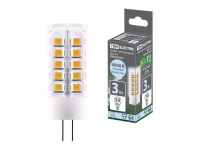 Изображение товара Лампа светодиодная G4 3W AC/DC 12V 4000К SMD 16*43мм  TDM в Миди Лтд
