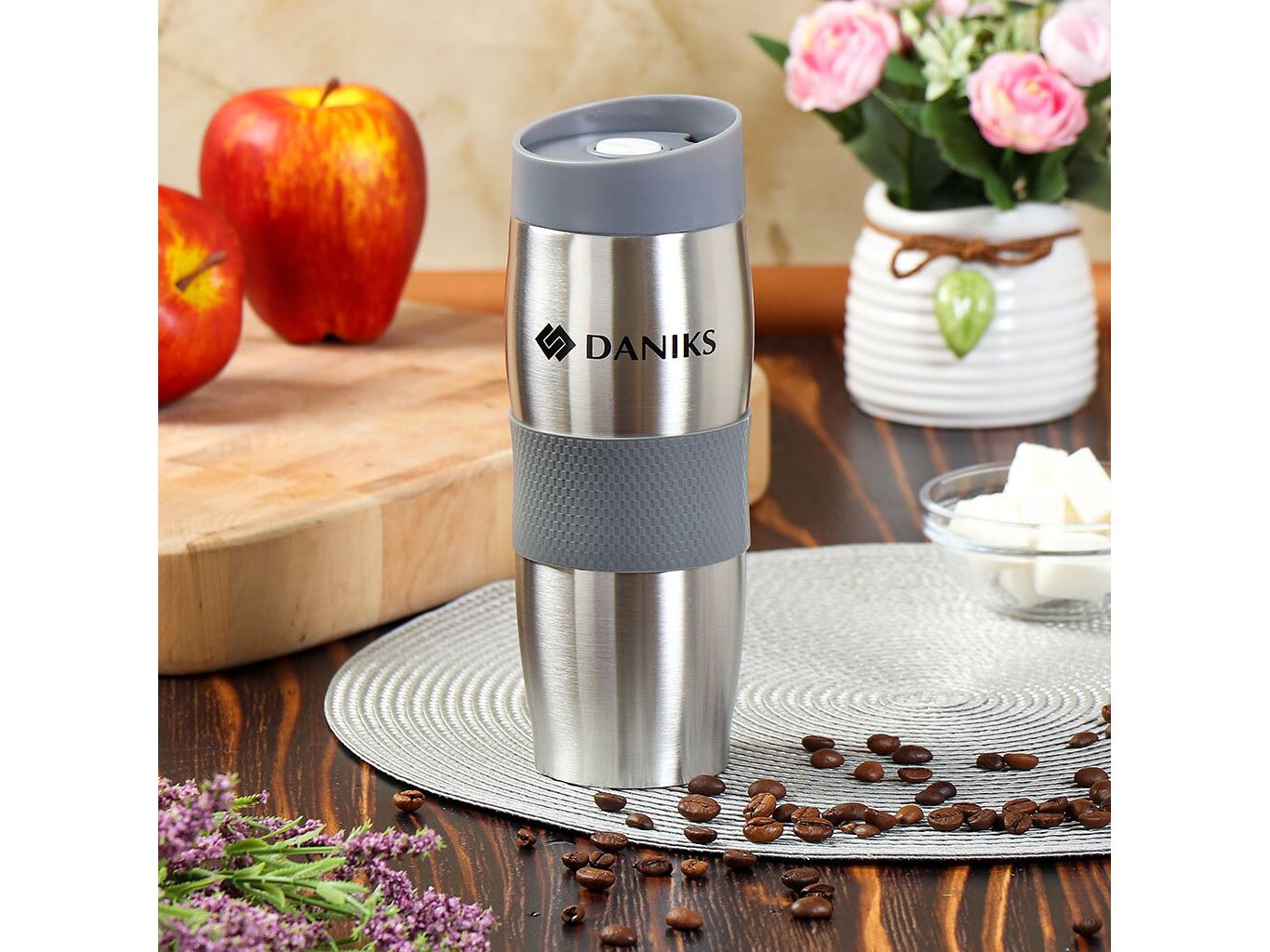 Термокружка нерж сталь пластик 0,38л (SL-069) Daniks Серебристо-серая (24шт/уп) - фото в Миди Лтд Изображение товара Термокружка нерж сталь пластик 0,38л (SL-069) Daniks Серебристо-серая (24шт/уп) в Миди Лтд