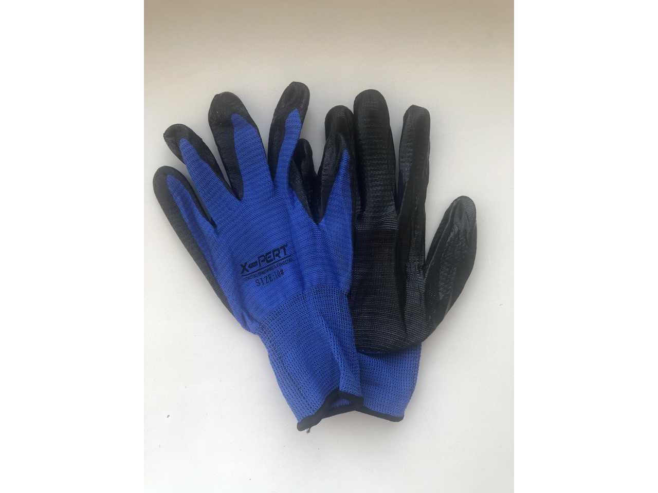 Перчатки нейлоновые Синие с черным латексным покрытием (уп-12шт) - фото в Миди Лтд Изображение товара Перчатки нейлоновые Синие с черным латексным покрытием (уп-12шт) в Миди Лтд