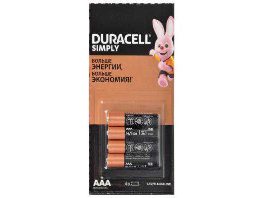 Изображение товара Батарейки DURACELL тип ААA (4шт/уп) в Миди Лтд