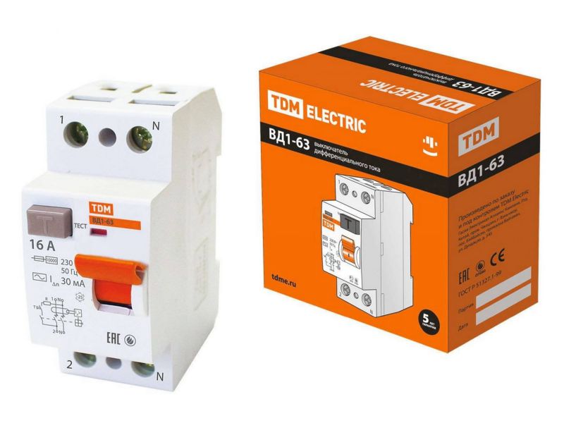 УЗО ВД1-63 2Р 16А 30мА TDM - фото в Миди Лтд Изображение товара УЗО ВД1-63 2Р 16А 30мА TDM в Миди Лтд