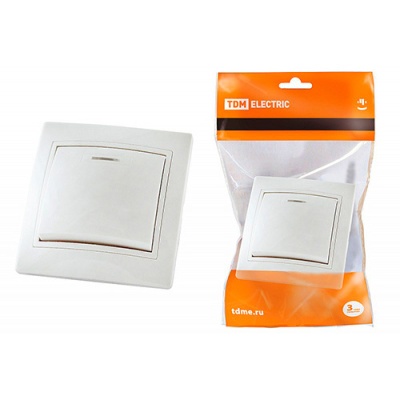 Выключатель 1-кл с подсветкой белый Таймыр 10А 220В TDM - фото в Миди Лтд Изображение товара Выключатель 1-кл с подсветкой белый Таймыр 10А 220В TDM в Миди Лтд