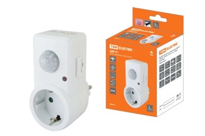 Датчик движения розеточный ДДР-01 1200Bт 10-420с 2-9м 3+Лк IP20 TDM - фото в Миди Лтд Изображение товара Датчик движения розеточный ДДР-01 1200Bт 10-420с 2-9м 3+Лк IP20 TDM в Миди Лтд