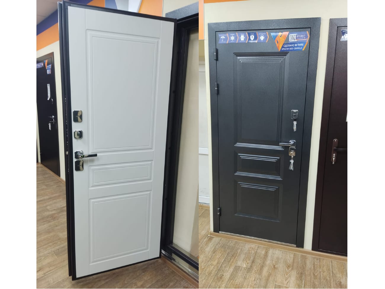 Изображение товара Дверь металлическая 980 левая 110мм ВИНТЕР 100-2050 Дуб шале мореный антик серебро терморазрыв в Миди Лтд