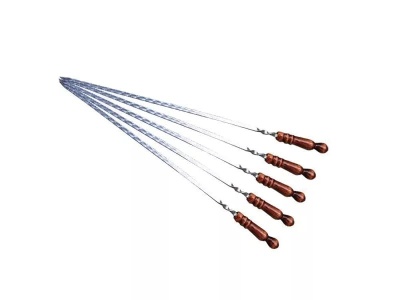 Шампур для люля-кебаб 450х18мм нерж. сталь, деревянная ручка - фото в Миди Лтд Изображение товара Шампур для люля-кебаб 450х18мм нерж. сталь, деревянная ручка в Миди Лтд