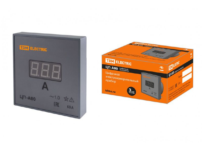 Изображение товара Амперметр цифровой ЦП-А80 60А-1,0 TDM в Миди Лтд