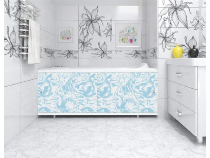 Изображение товара Экран под ванну 1,48м Кварт мрамор голубой (6шт/уп) в Миди Лтд