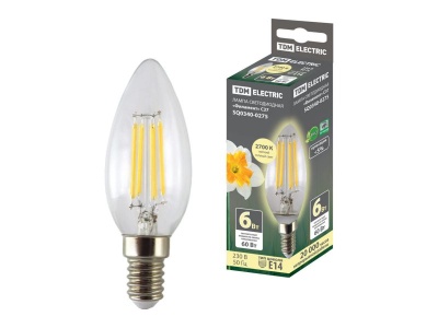 Изображение товара Лампа светодиодная Филамент C37 6Вт 230В 2700К Е14 TDM в Миди Лтд