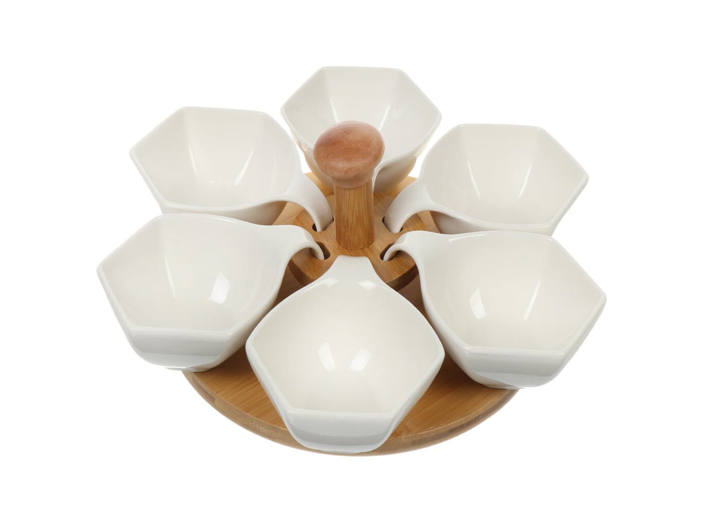 Изображение товара Менажница Daniks керам бамбуковая подставка 11,5*9,4*4,5 (12шт/уп) в Миди Лтд