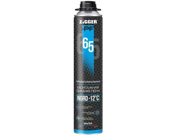 Пена монтажная ZIGGER PF NORD -12C 65л профессиональная зимняя 850мл (12шт/уп) Распродажа! - фото в Миди Лтд Изображение товара Пена монтажная ZIGGER PF NORD -12C 65л профессиональная зимняя 850мл (12шт/уп) Распродажа! в Миди Лтд