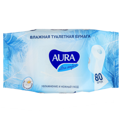 Туалетная бумага влажная AURA ULTRA COMFORT без крышки 80шт   Х - фото в Миди Лтд Изображение товара Туалетная бумага влажная AURA ULTRA COMFORT без крышки 80шт   Х в Миди Лтд
