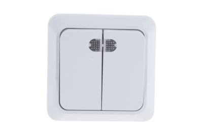 Выключатель 2кл с подсв бел Олимп ОП 10А 220В (О0123) (3/10/200) - фото в Миди Лтд Изображение товара Выключатель 2кл с подсв бел Олимп ОП 10А 220В (О0123) (3/10/200) в Миди Лтд