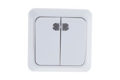 Изображение товара Выключатель 2кл с подсв бел Олимп ОП 10А 220В (О0123) (3/10/200) в Миди Лтд