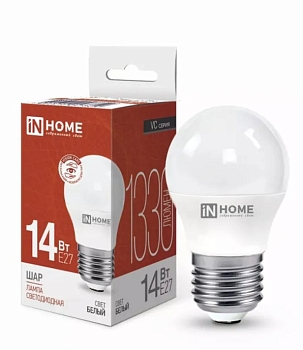 Изображение товара Лампа светодиодная IN HOME LED-ШАР-VC 14Вт 230В Е27 4000К 1330Лм в Миди Лтд
