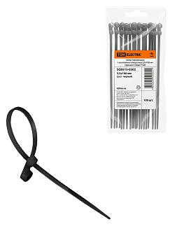 Изображение товара Хомуты нейлоновые черные с монтажным отверстием 100х3,5мм (100 шт/уп) TDM в Миди Лтд