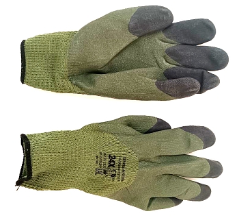 Изображение товара Перчатки нейлоновые "Черный Пальчик" Хаки с вспененным покрытием (уп-12шт) в Миди Лтд
