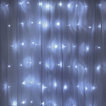 Изображение товара Гирлянда занавес СНОУ БУМ 100LED 2х2м свечение постоянное, холодный белый, 10 нитей 220В в Миди Лтд