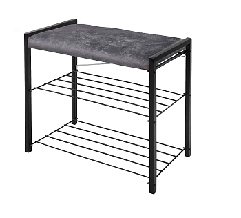 Изображение товара Этажерка Люкс с мягким сиденьем NIKA 790х330х510 графит/матовый черный в Миди Лтд