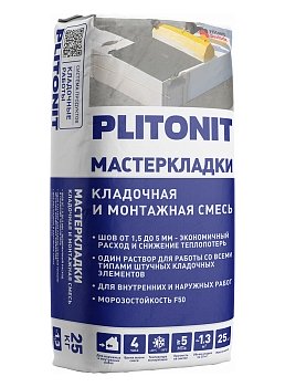 Изображение товара Клей для блоков PLITONIT Мастер Кладки 25кг (48шт/пал) в Миди Лтд