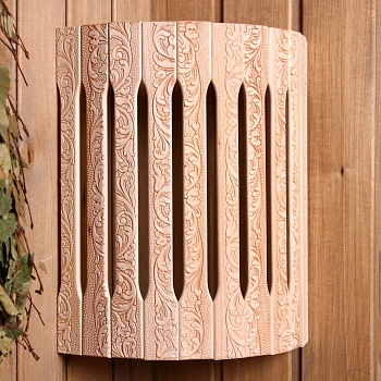 Абажур угловой "Русские узоры", липа - фото в Миди Лтд Изображение товара Абажур угловой "Русские узоры", липа в Миди Лтд