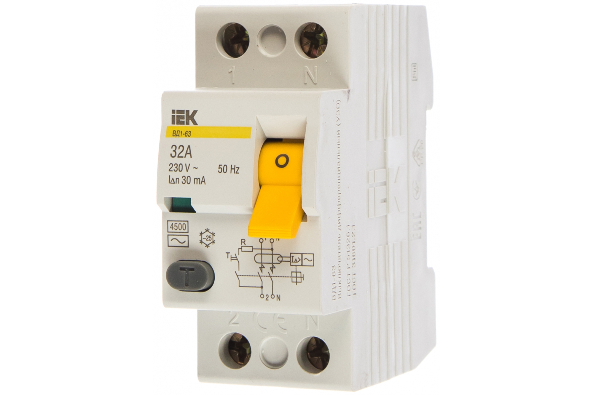 УЗО ВД1-63 2Р 32А 30мА ИЭК - фото в Миди Лтд Изображение товара УЗО ВД1-63 2Р 32А 30мА ИЭК в Миди Лтд